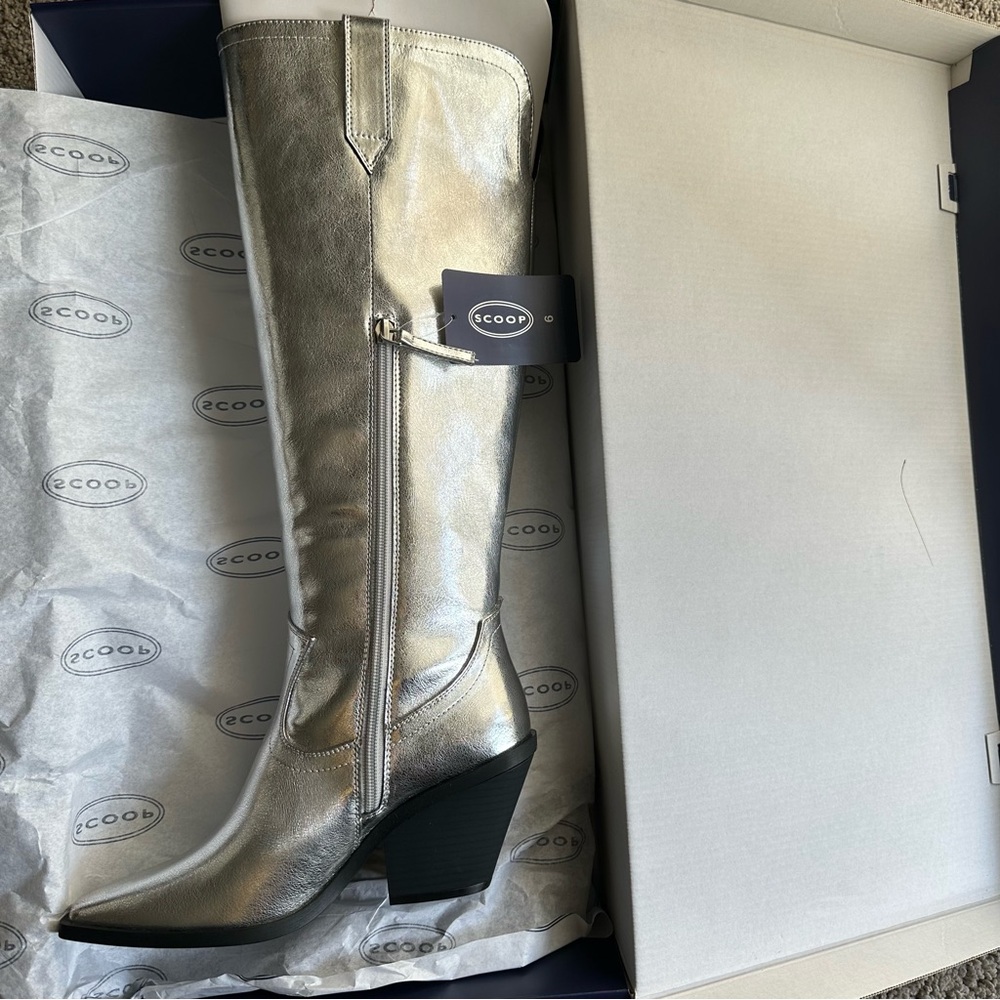 Elegant Silver Heeled Boots